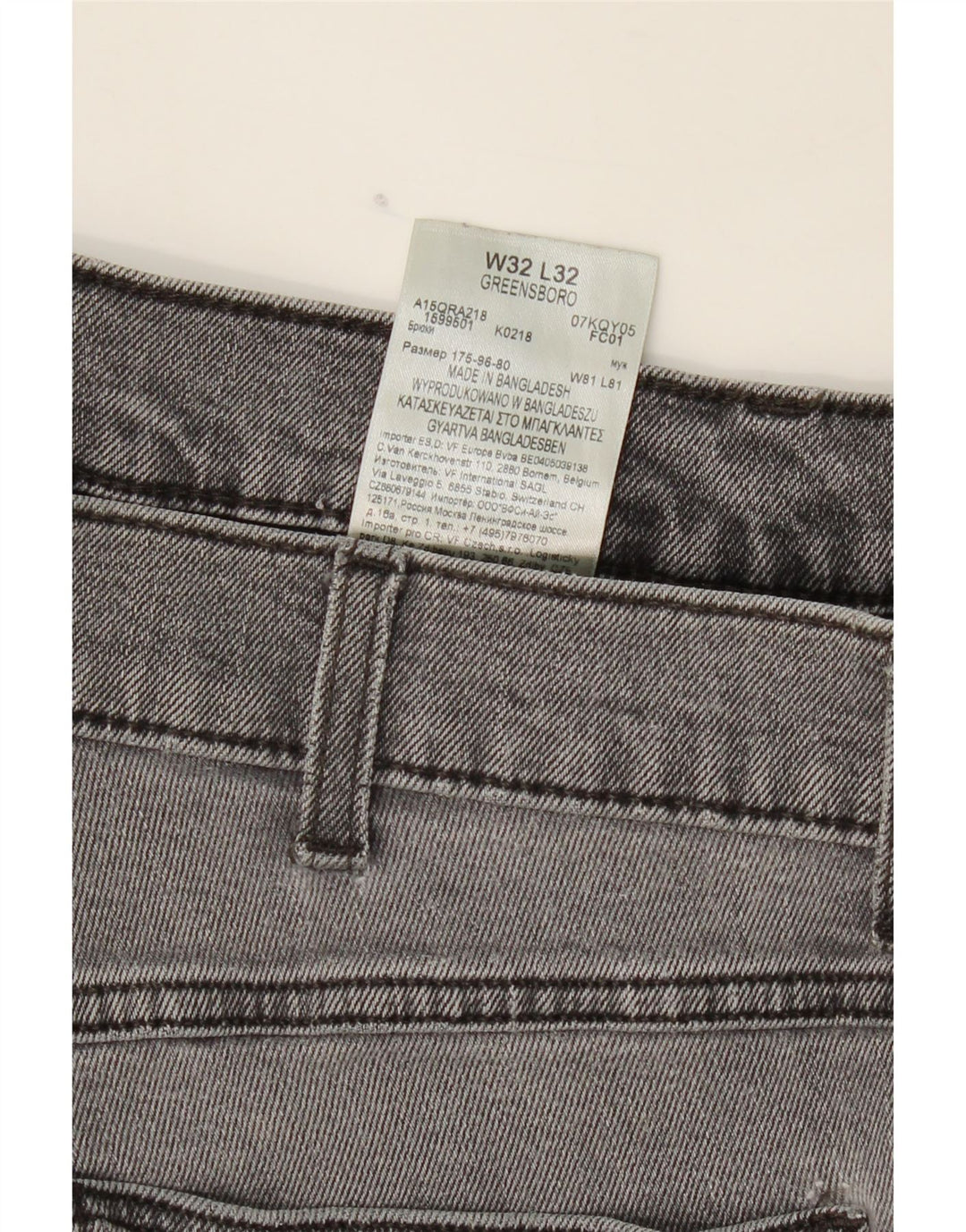 WRANGLER Mens Greensboro Slim Jeans W32 L32 Grey Cotton Vintage Wrangler and Second-Hand Wrangler from Messina Hembry 