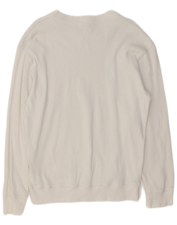 Zara Suéter masculino com gola canoa grande algodão branco