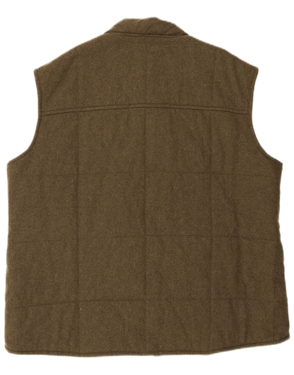 Colete acolchoado masculino vintage UK 40 grande lã virgem cáqui