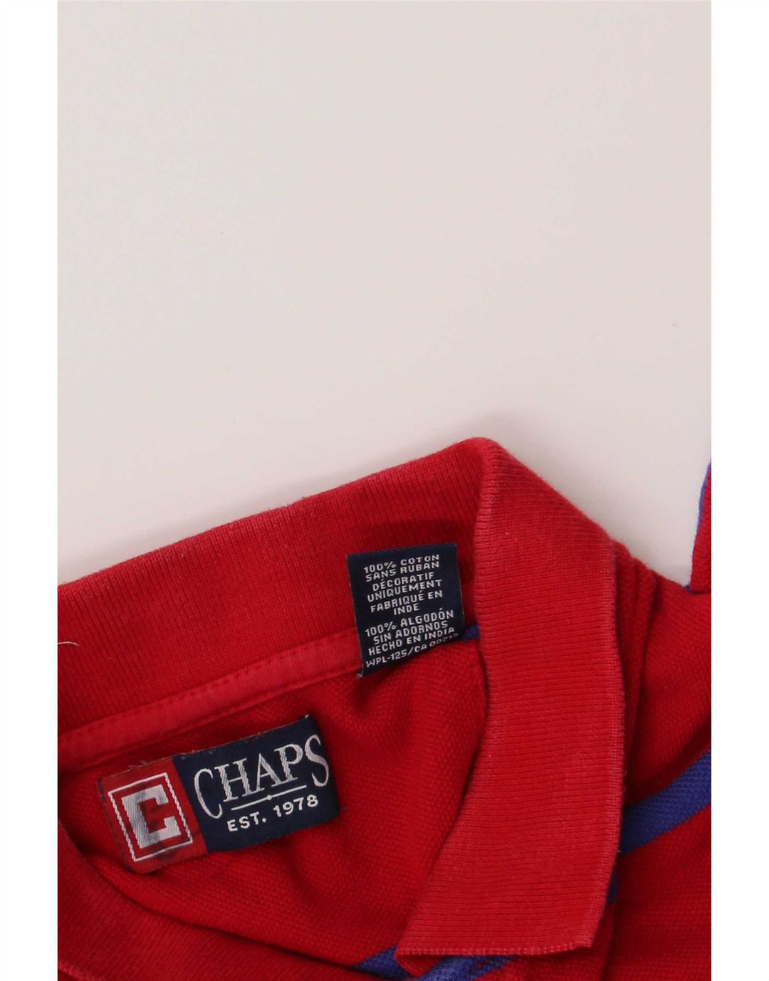 Camisa polo masculina Chaps de algodão listrado vermelho médio