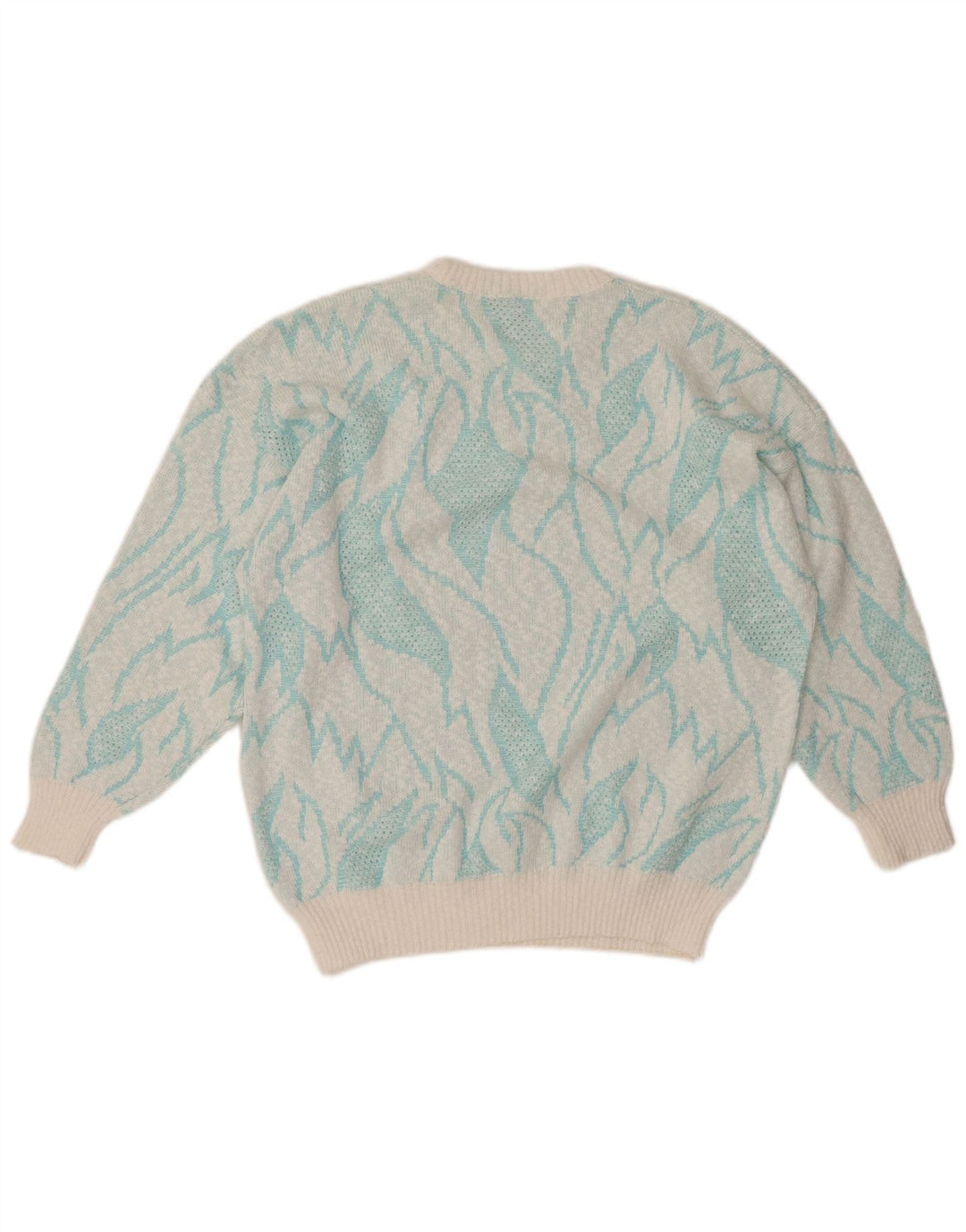 Suéter feminino VINTAGE com gola redonda IT 50 XL turquesa colorblock