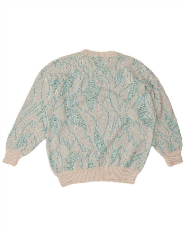 Suéter feminino VINTAGE com gola redonda IT 50 XL turquesa colorblock