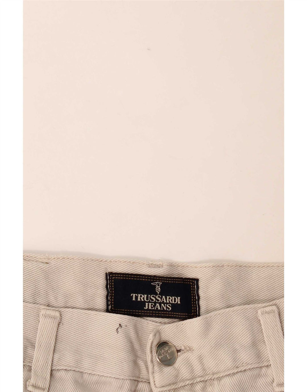 Trussardi Calça jeans masculina cônica W34 L29 bege