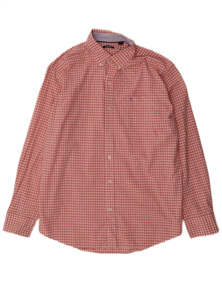 Camisa masculina IZOD XL algodão guingão rosa
