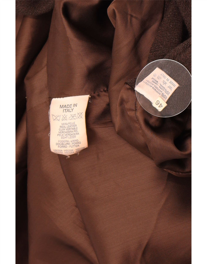 Casaco de couro feminino vintage IT 46 grande couro marrom