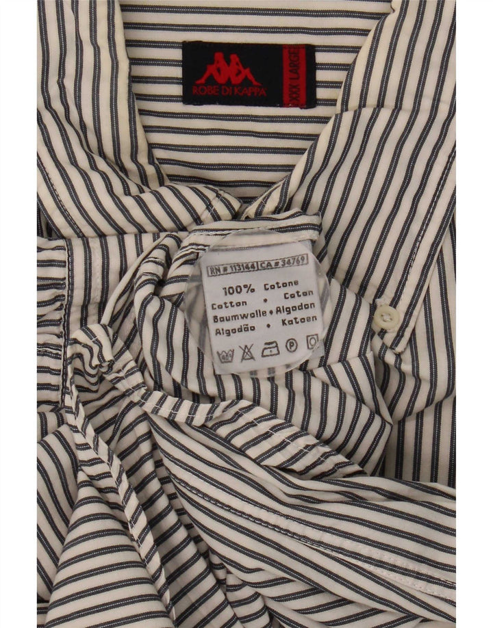 Camisa masculina Kappa 3XL algodão listrado branco