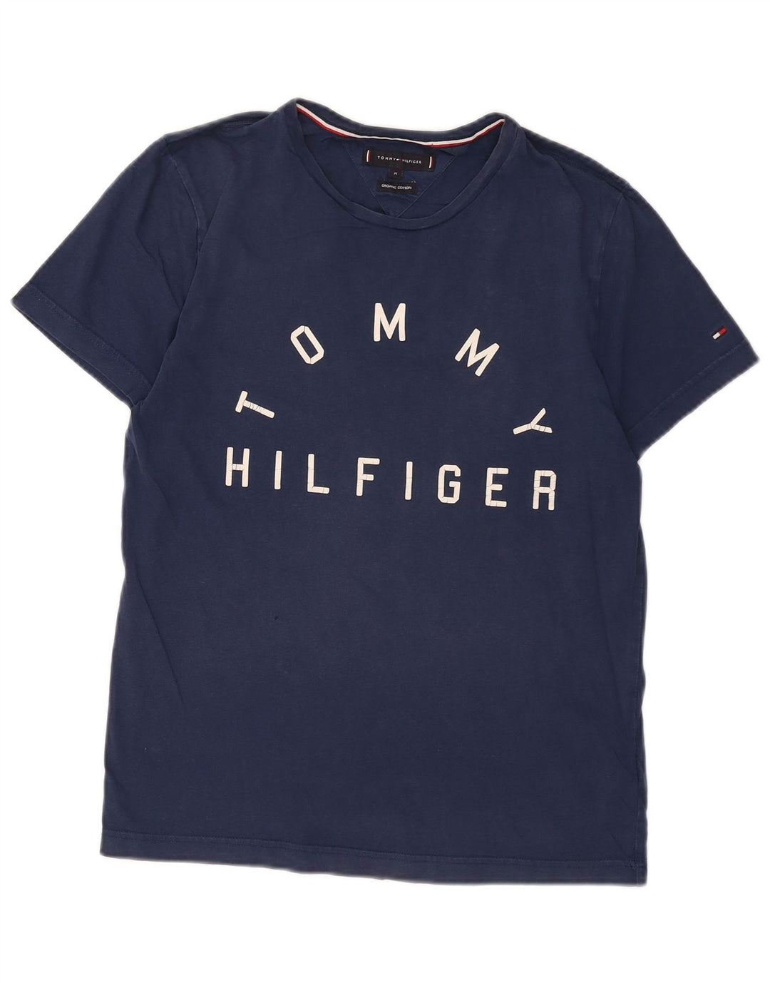 Tommy Hilfiger Camiseta masculina gráfica Top médio algodão azul marinho