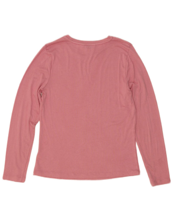 Top feminino Marks & Spencer manga comprida UK 12 viscose rosa médio