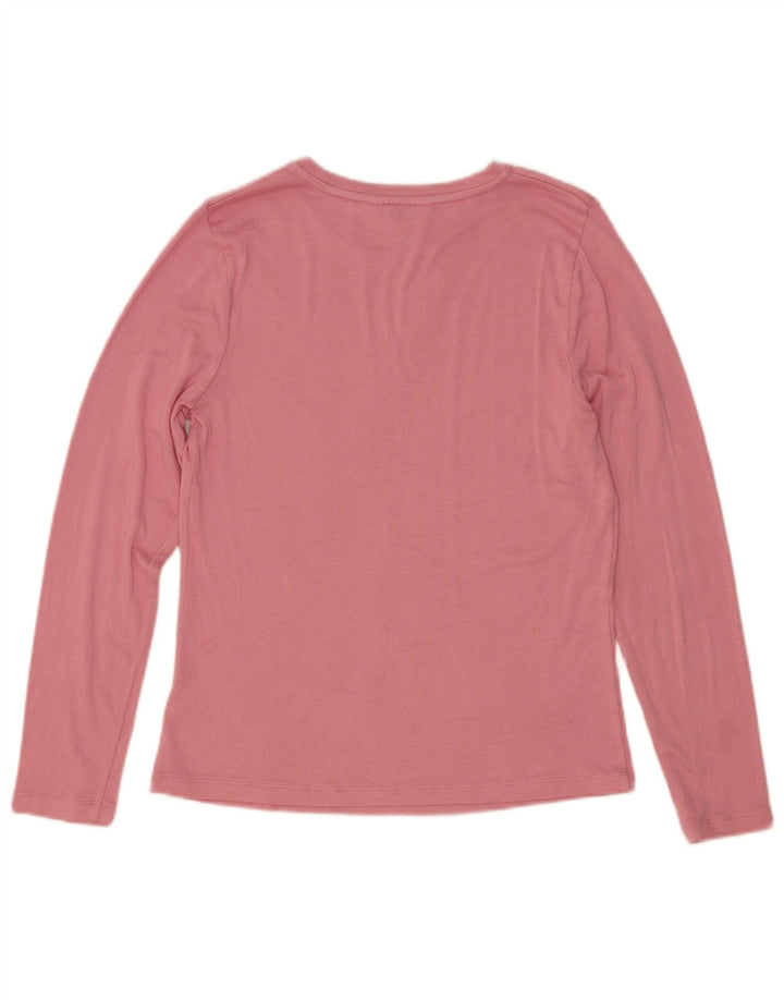 Top feminino Marks & Spencer manga comprida UK 12 viscose rosa médio