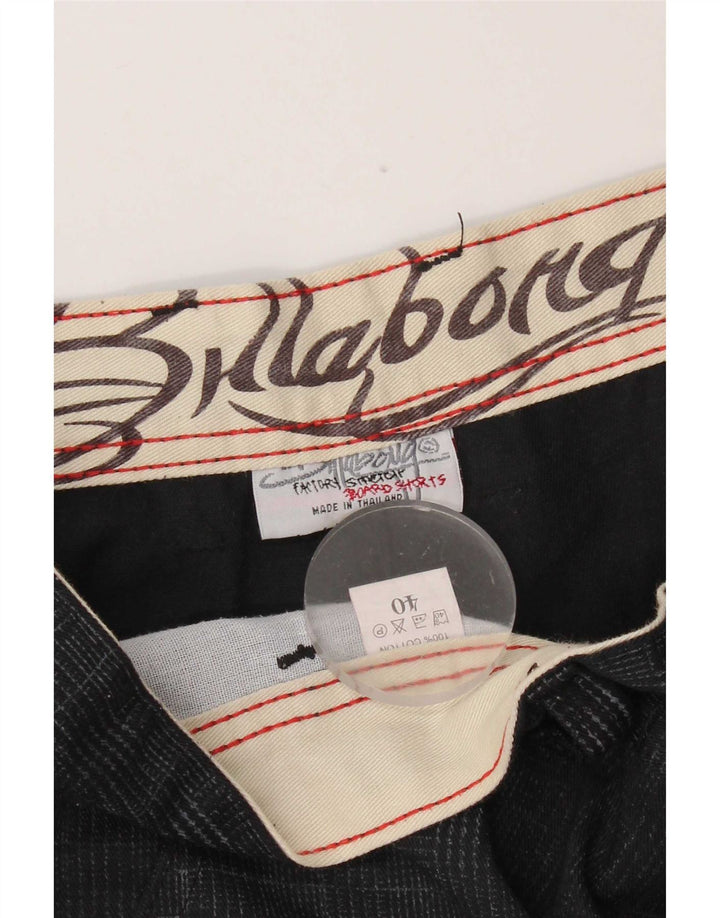 Billabong Mens Chino Shorts W40 XL Algodão Xadrez Preto