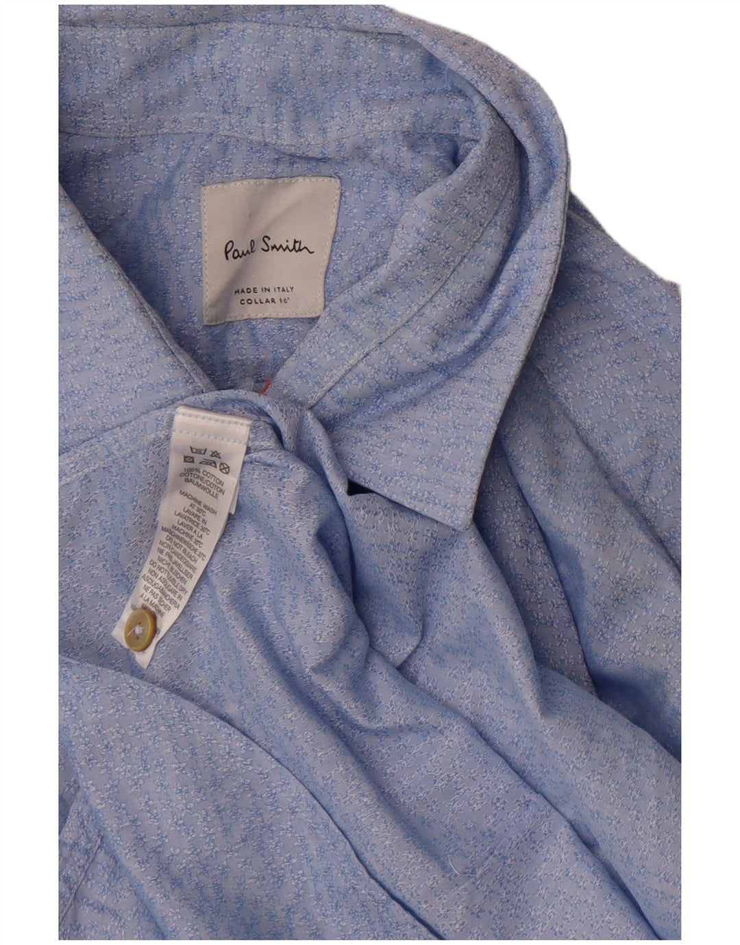 Camisa masculina Paul Smith com padrão abstrato tamanho 16 grande azul