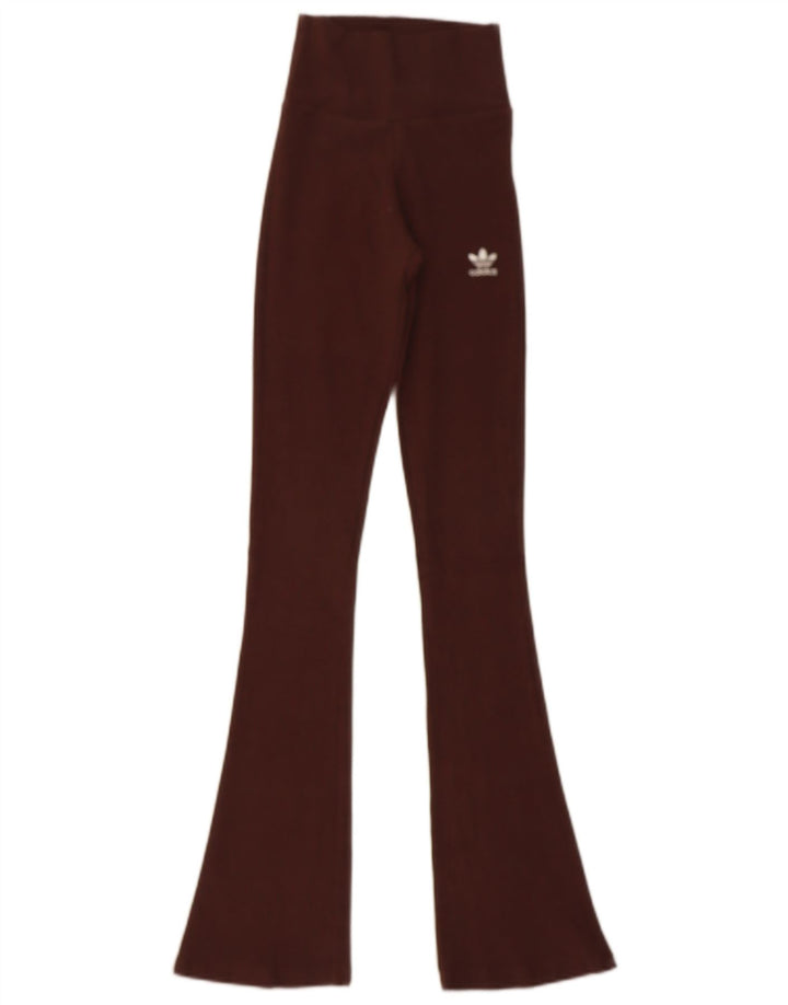 ADIDAS Womens Flare Leggings UK 0/2 2XS Marrom Algodão