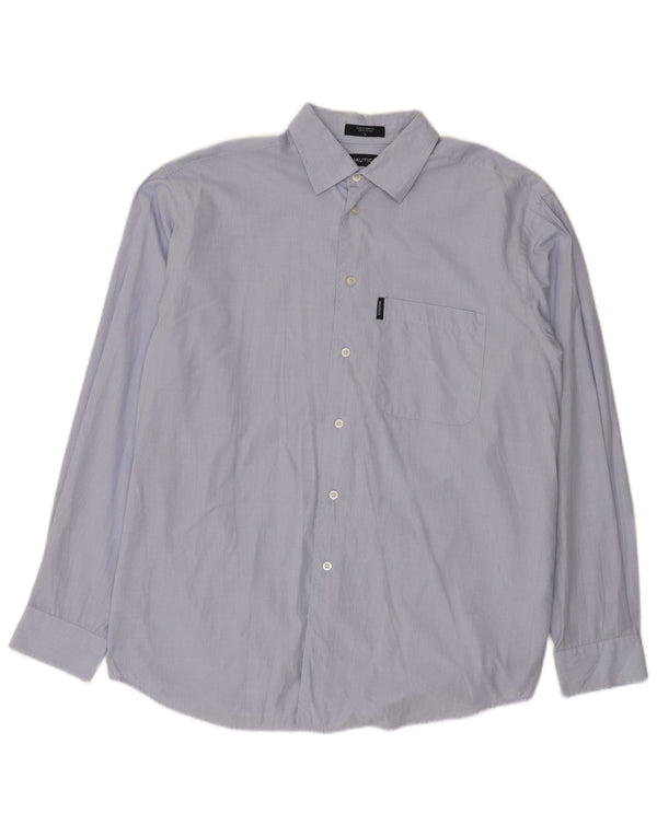 Camisa masculina Nautica grande algodão xadrez azul