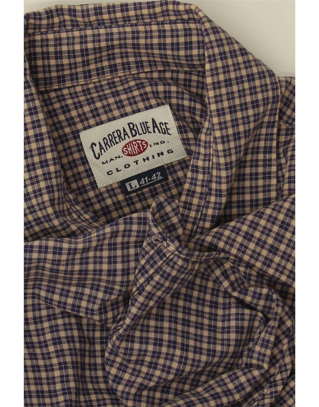 Camisa masculina de flanela Carrera tamanho 41/42 grande xadrez azul marinho