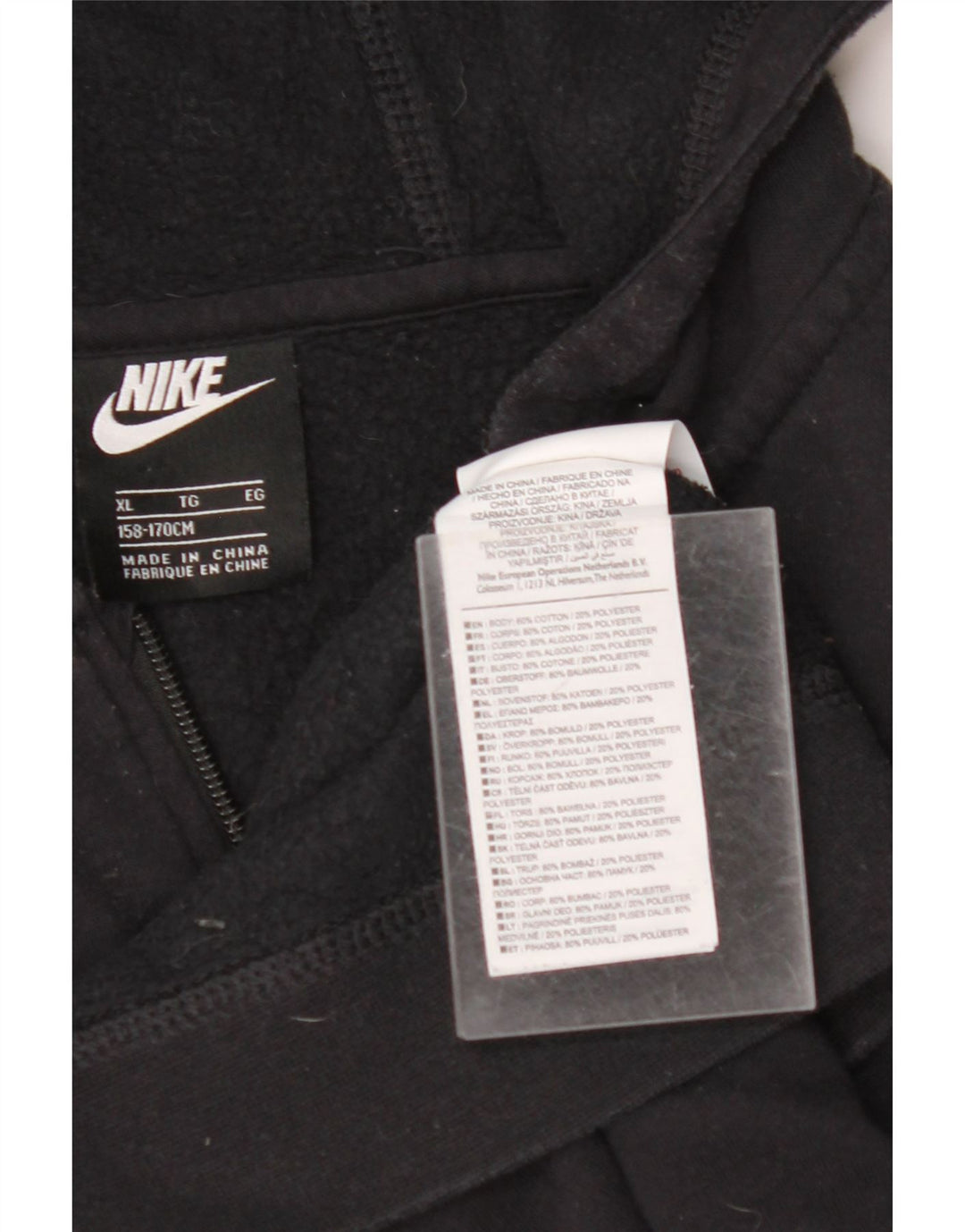 Suéter NIKE Boys Zip Hoodie 13-14 Anos XL Preto Algodão