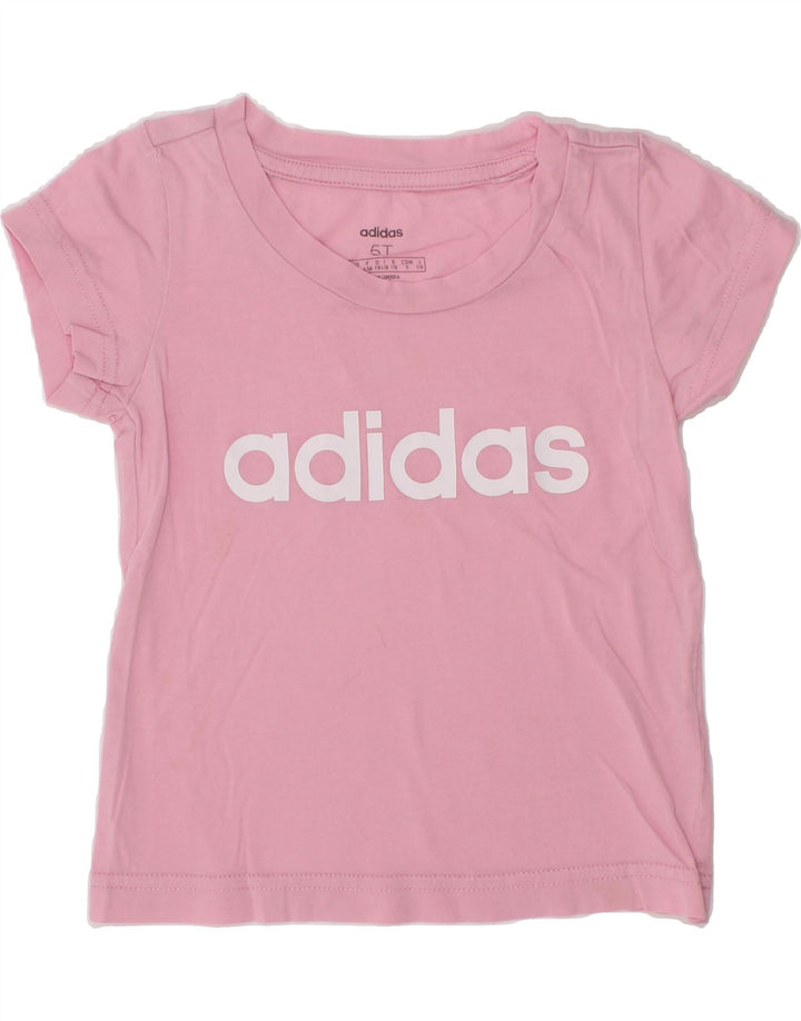 ADIDAS Girls Graphic T-Shirt Top 4-5 Years Pink Vintage Adidas and Second-Hand Adidas from Messina Hembry 