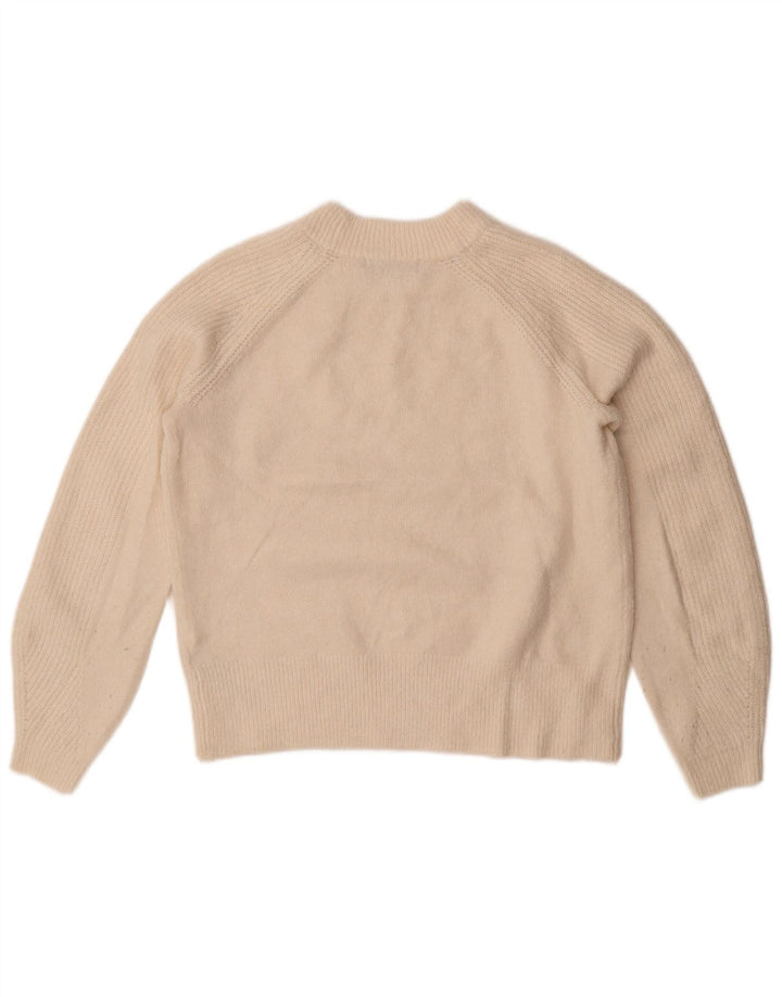 Suéter feminino Marks & Spencer com gola redonda UK 10 pequeno off white