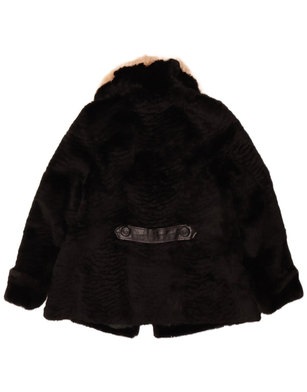 Jaqueta feminina VINTAGE de pele sintética Reino Unido 14 médio preto