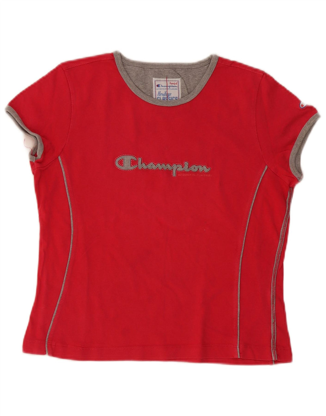 Camiseta feminina Champion Heritage Classics com estampa gráfica UK 12 médio vermelho