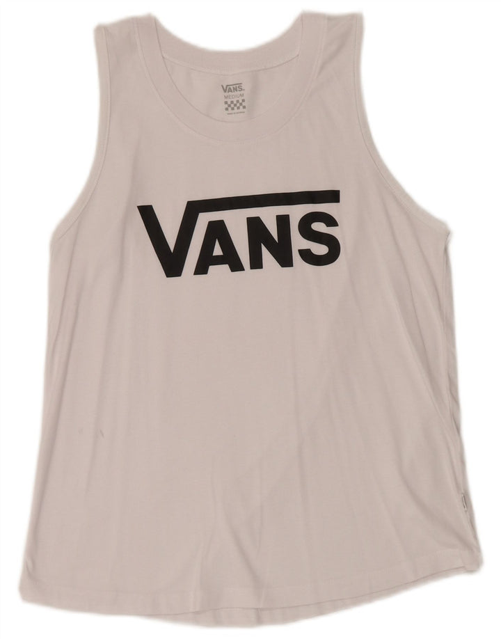 VANS Womens Graphic Vest Top UK 12 Médio Branco