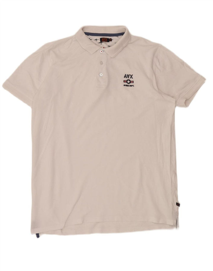 Camisa polo masculina AVIREX 2XL algodão branco