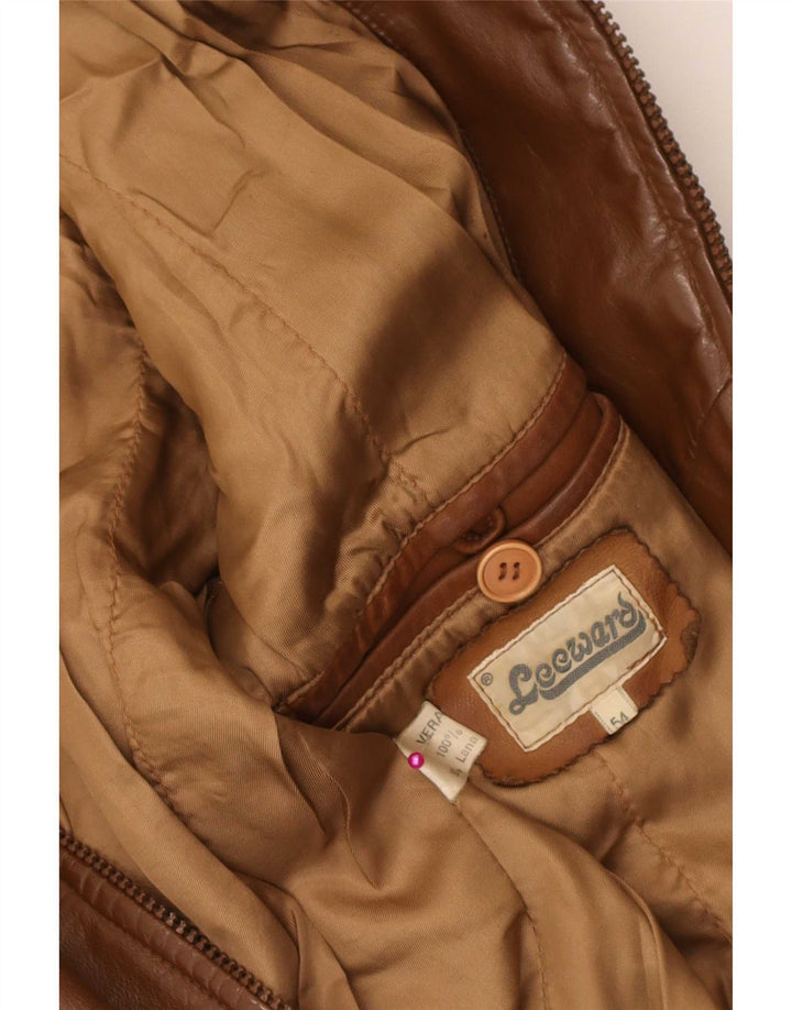 Jaqueta de couro masculina vintage IT 54 XL marrom