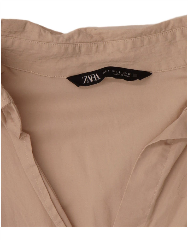 Camisa oversized feminina Zara UK 10 pequena bege