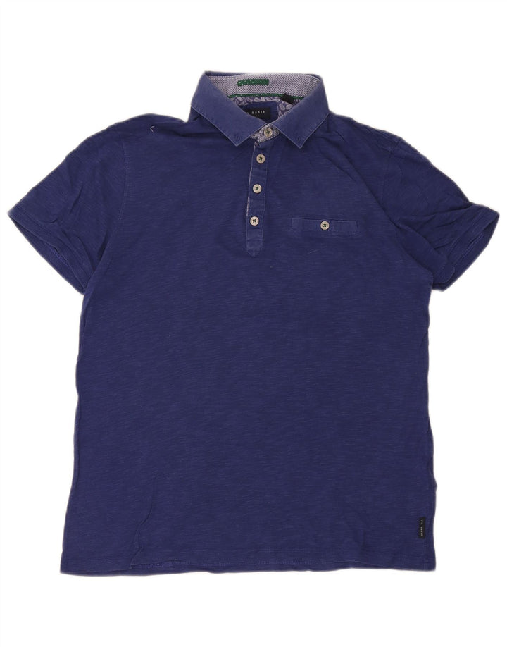 Camisa polo masculina Ted Baker tamanho 3 médio algodão azul marinho