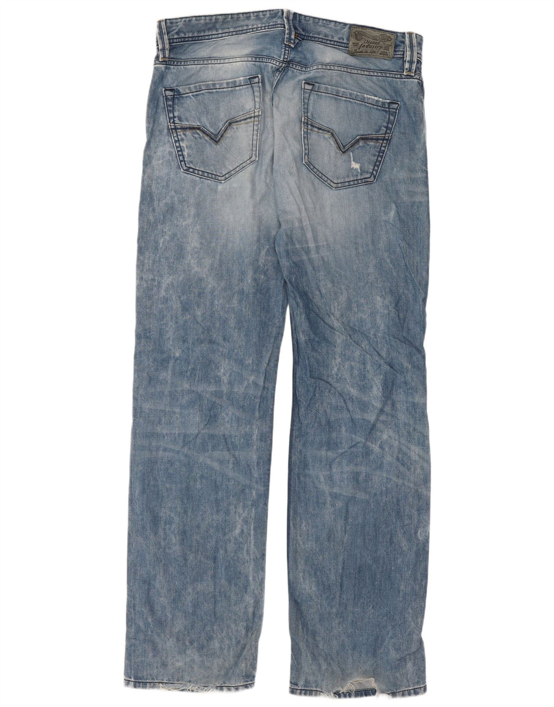 Diesel Mens Larkee Distressed Regular Straight Jeans W33 L32 Azul Algodão