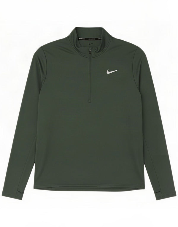Nike Mens Dri Fit Zip Neck Pullover Treino Top Grande Poliéster Verde