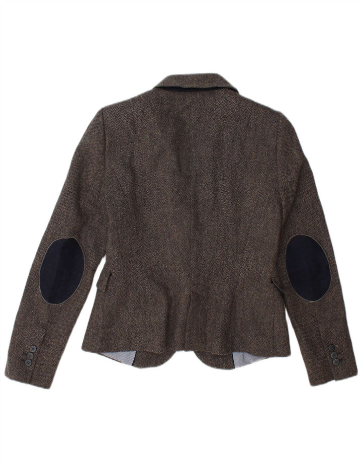 Jaqueta blazer feminina Zara com 1 botão Reino Unido 12 acetato espinha de peixe cinza médio