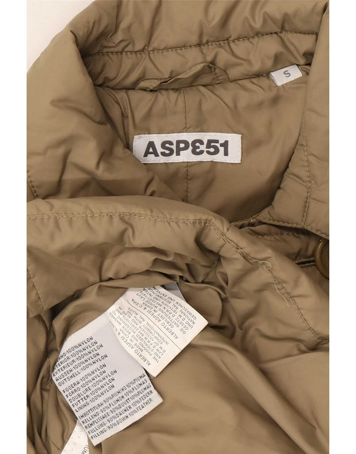 Casaco acolchoado militar feminino Aspesi com peito duplo Reino Unido 10 pequeno bege