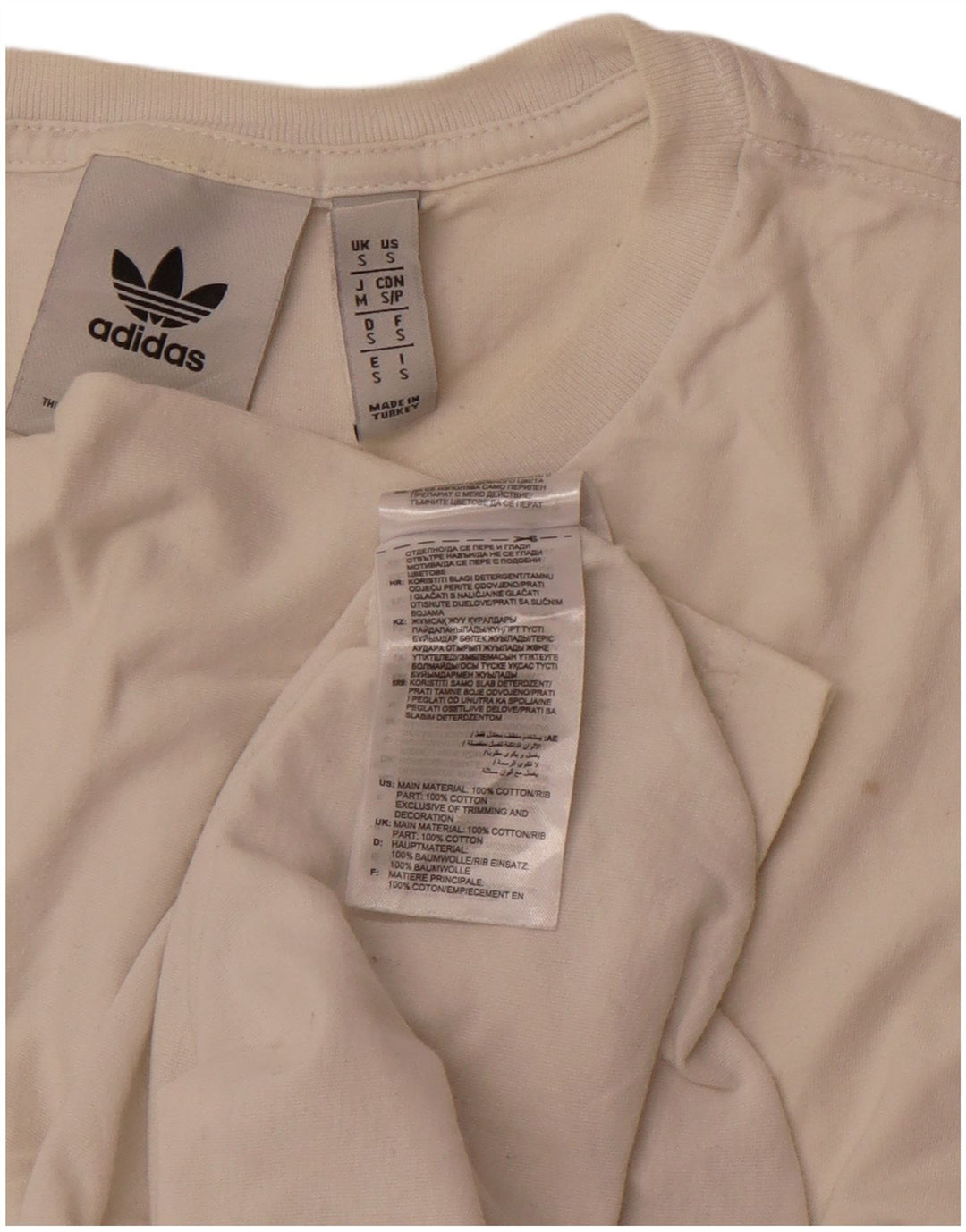 ADIDAS Mens Camiseta Top Pequeno Off White Algodão