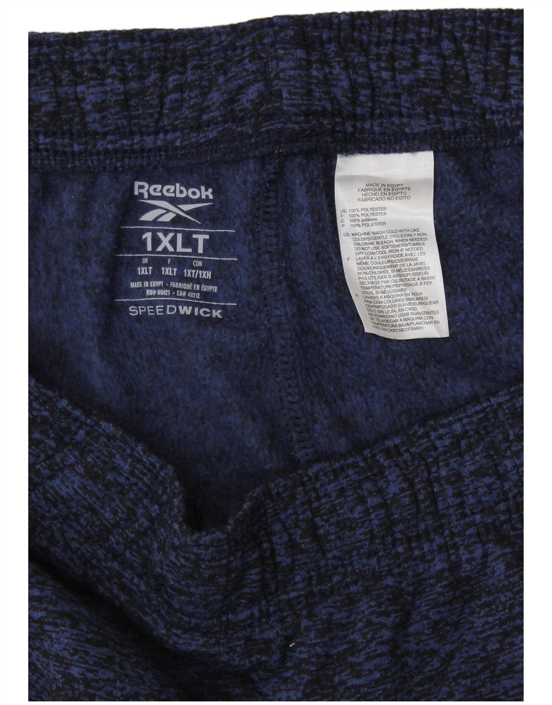 Calça de treino feminina REEBOK UK 18 XL azul marinho manchado de poliéster