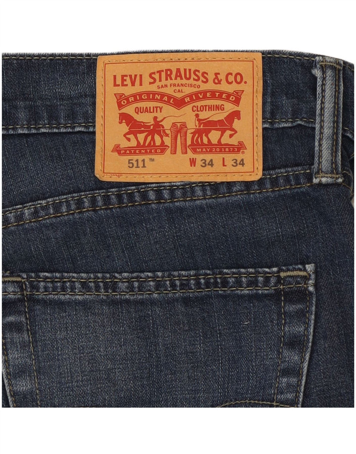 LEVI'S Masculino 511 Slim Jeans W34 L28 Azul Algodão