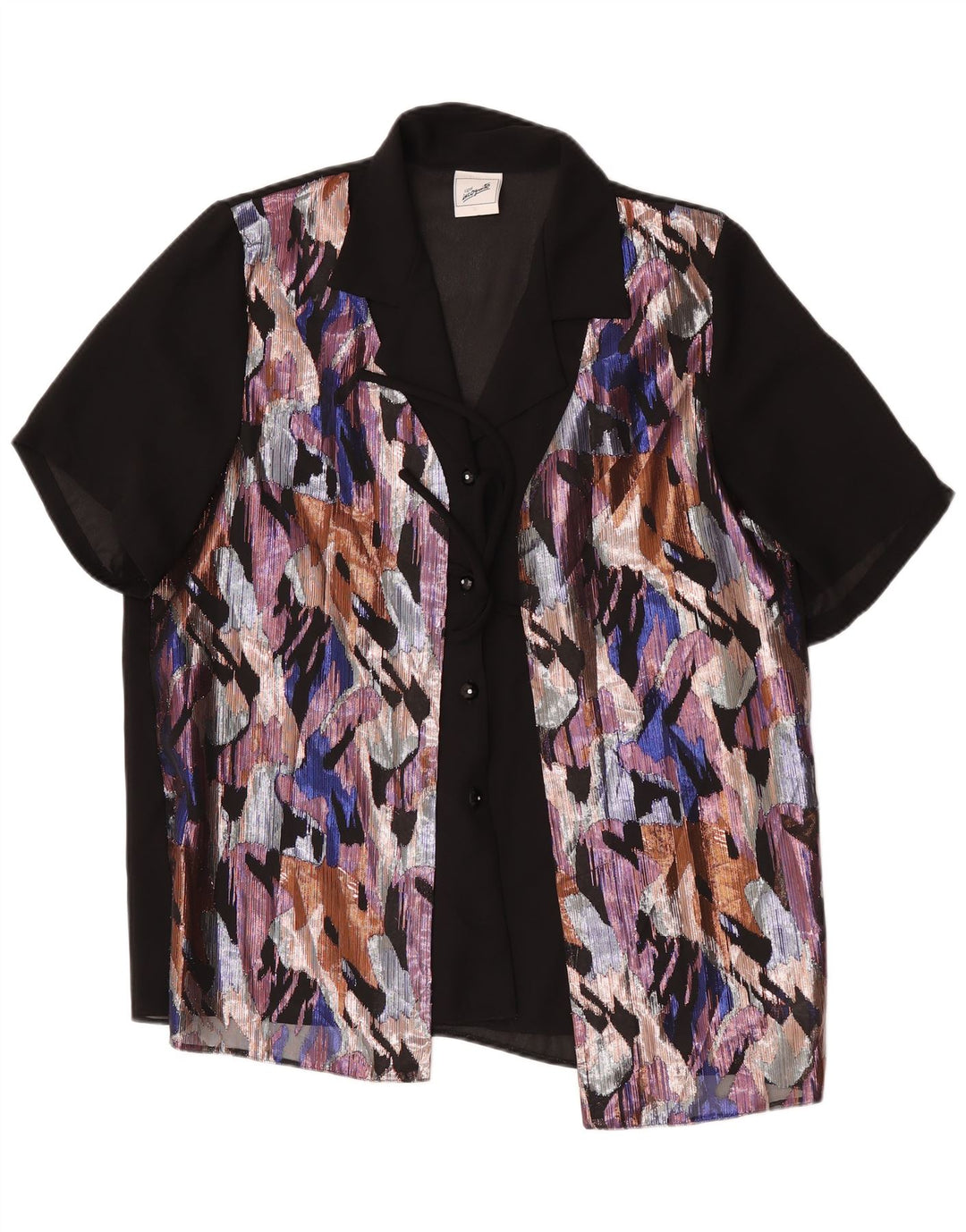 Blusa feminina C&A com ajuste relaxado e padrão abstrato Reino Unido 16 grande preta