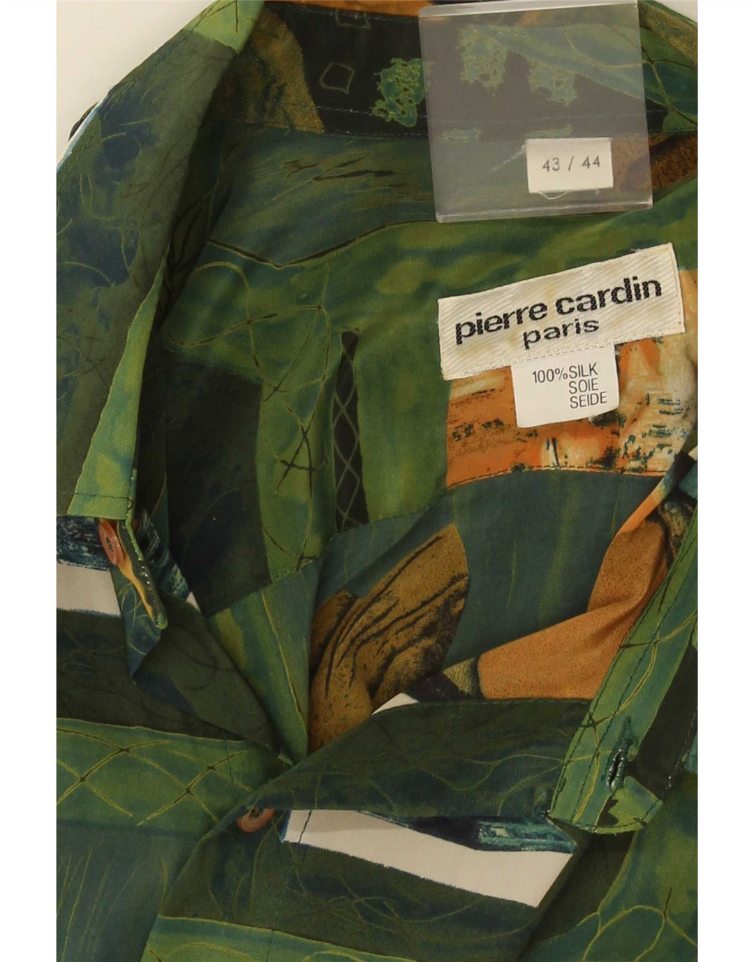 Camisa masculina Pierre Cardin com padrão abstrato tamanho 43/44 grande multicolorida