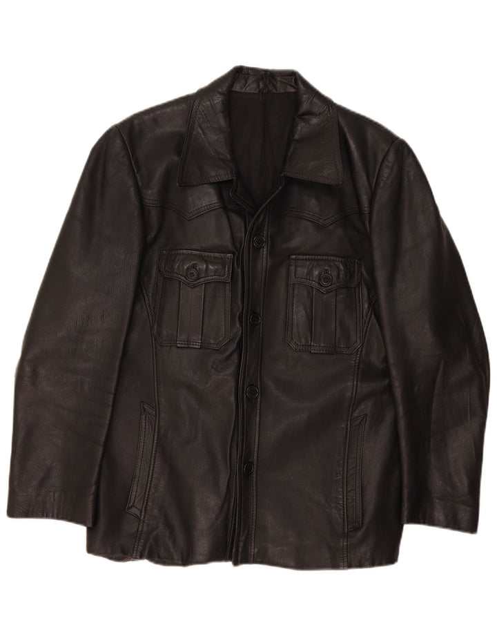 Jaqueta de couro masculina vintage EU 51 grande couro preto