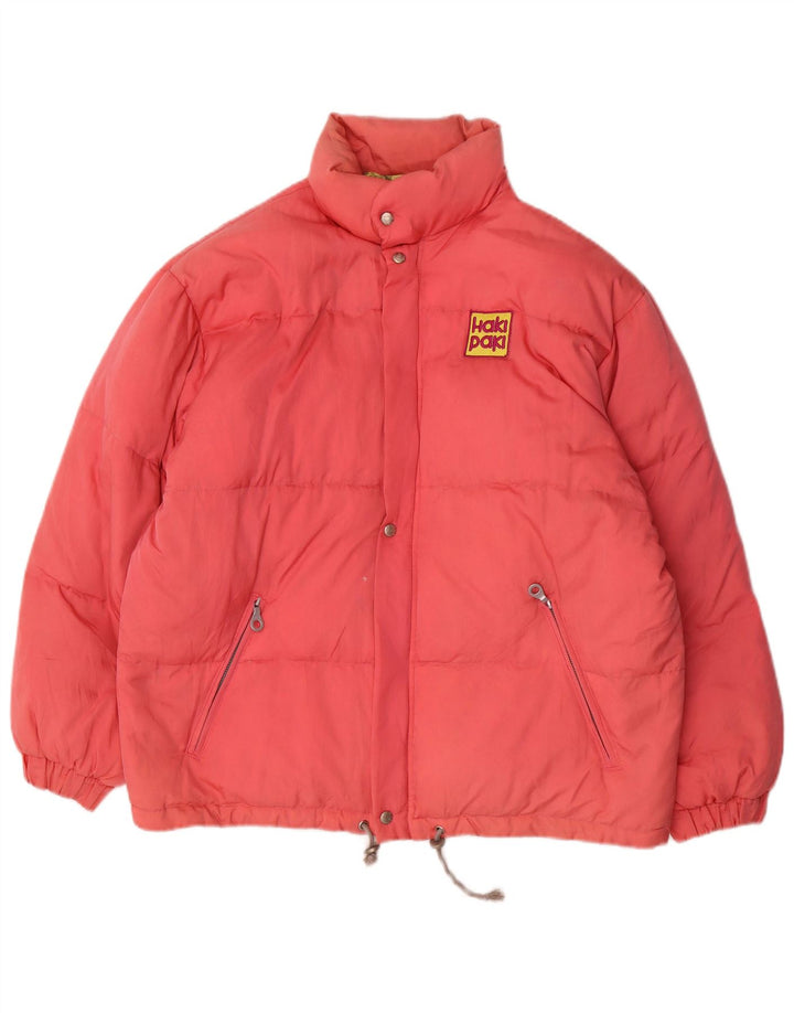 Jaqueta acolchoada masculina vintage de ajuste solto IT 46 pequena poliamida floral rosa
