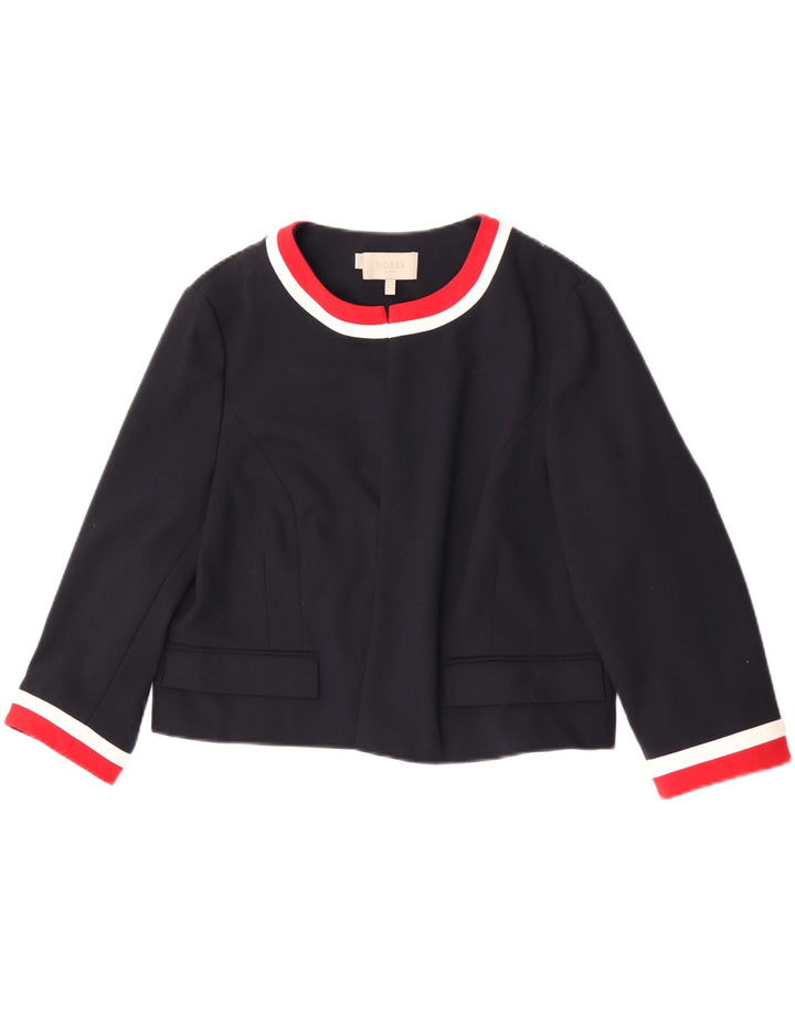 Jaqueta blazer feminina Hobbs manga 3/4 Reino Unido 16 grande azul marinho