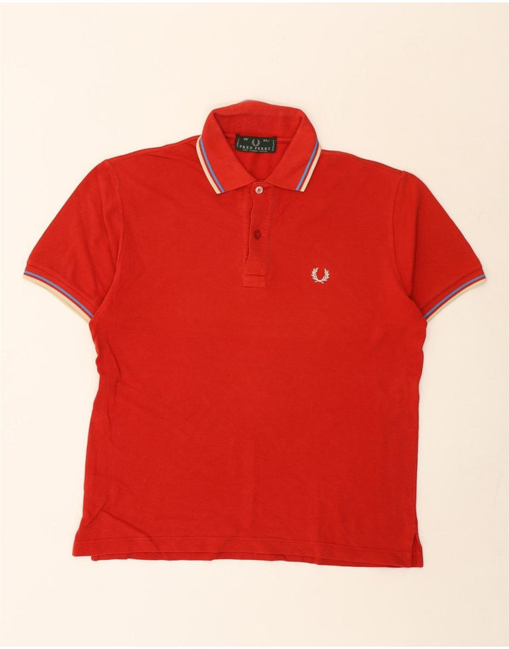 Camisa polo masculina Fred Perry pequena de algodão vermelho