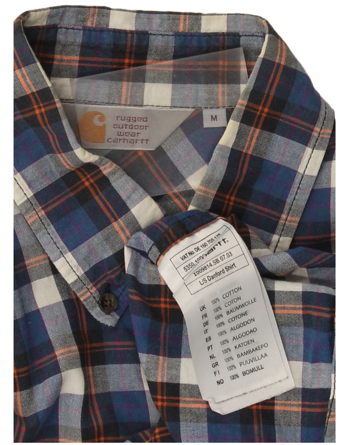 Camisa masculina Carhartt de algodão xadrez azul médio