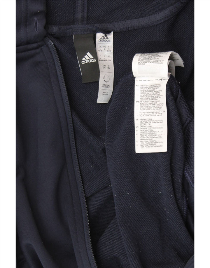 ADIDAS Suéter feminino com capuz com zíper gráfico UK 16/18 grande azul marinho