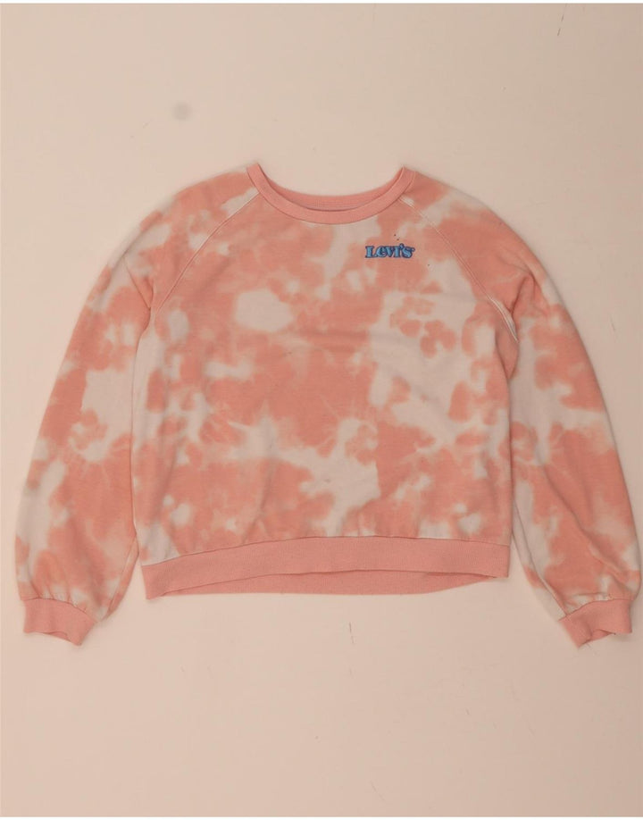 LEVI'S Girls Oversized Crop Sweatshirt Jumper 15-16 Years Pink Tie Dye Vintage Levi's and Second-Hand Levi's from Messina Hembry 