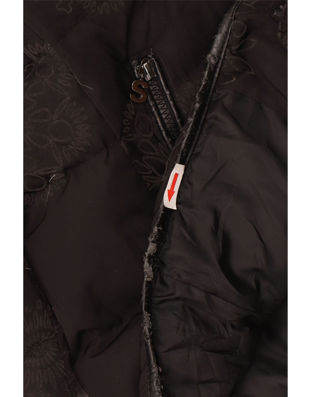 Jaqueta feminina acolchoada com capuz gráfico Desigual IT 44 médio preto floral
