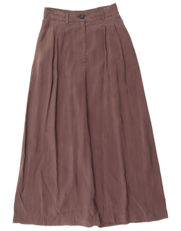 Zara Calça feminina casual cintura alta perna larga pequena W26 L26 marrom Lyocell