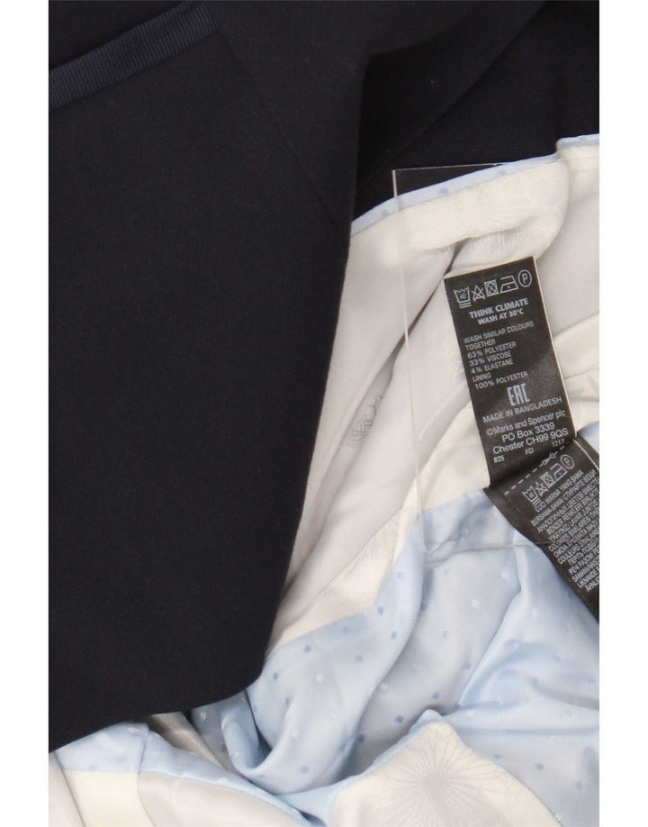 Jaqueta blazer feminina Marks & Spencer com 1 botão Reino Unido 12 médio azul marinho