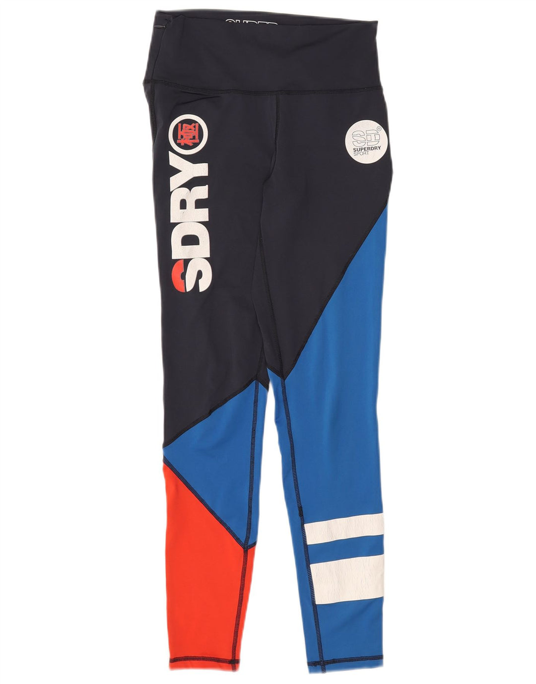 Leggings gráficas femininas Superdry UK 8 pequeno bloco colorido azul marinho