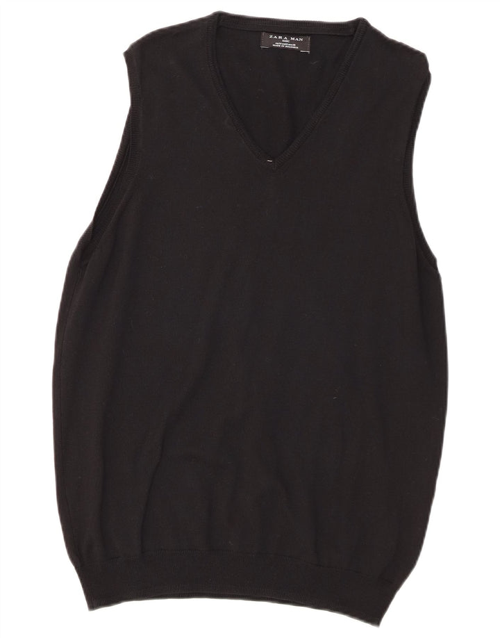 Zara Mens Vest Tank Top Médio Algodão Preto