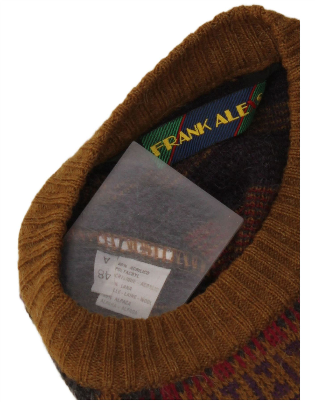 Suéter masculino FRANK ALEXS com gola redonda IT 48 marrom médio geométrico